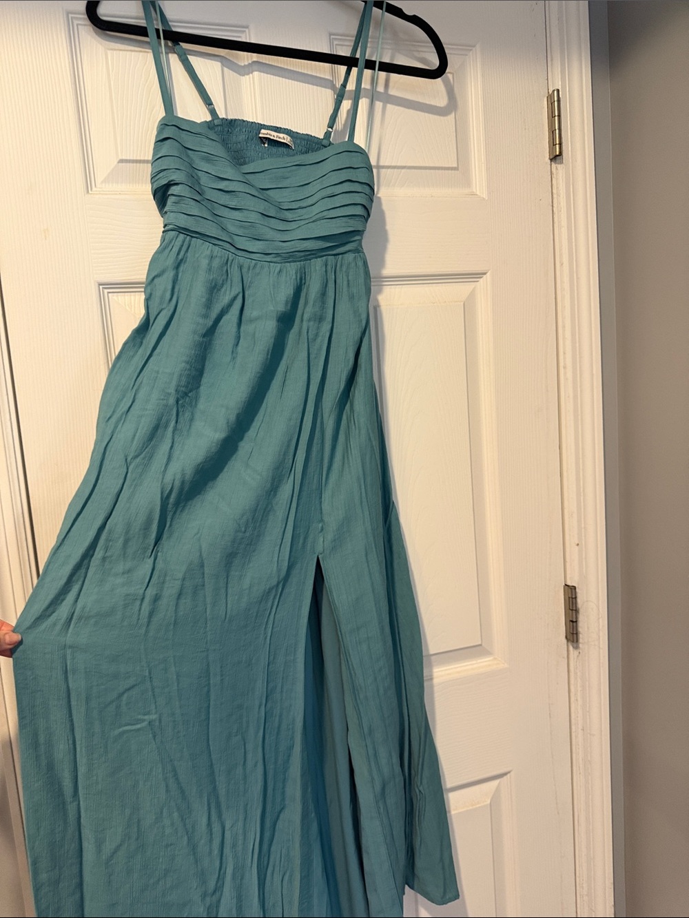 Abercrombie & Fitch Teal Maxi Sundress with Pleated Bodice
